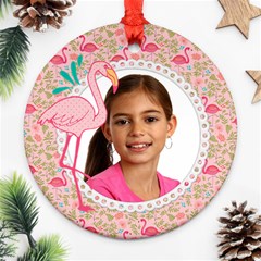 Flamingo Christmas Holiday-ornament (round)