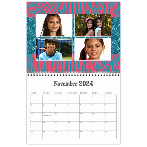 Zebra Glitter/teen/tween Calendar, 12 Months By Mikki Nov 2024
