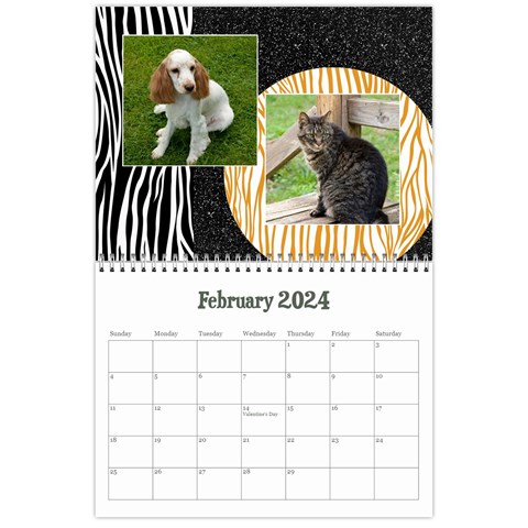 Zebra Glitter/teen/tween Calendar, 12 Months By Mikki Feb 2024