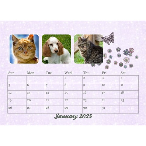 Desktop Calendar Holidays, 8 5x6, Family By Mikki Jan 2025