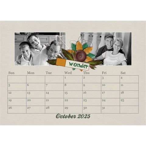 Desktop Calendar Holidays, 8 5x6, Family By Mikki Oct 2025