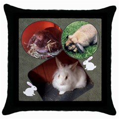 Bunny Pillow - Throw Pillow Case (Black)