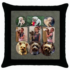 Dog Pillow - Throw Pillow Case (Black)