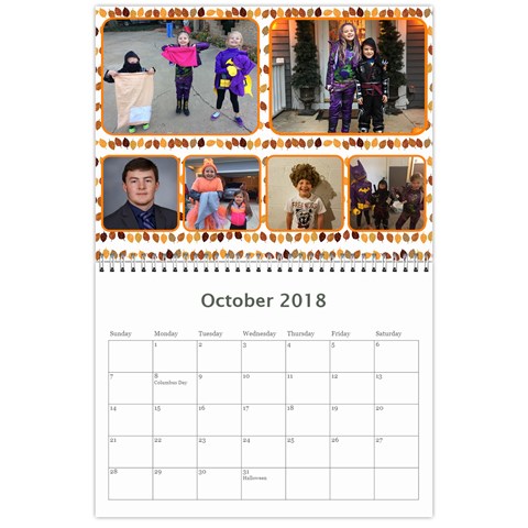 Calendar 2018 By Ryan Rampton Oct 2018