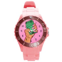 Time is money  - Round Plastic Sport Watch (L)