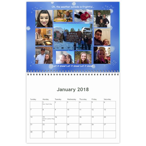 Calendar 2018 By Debbie Jan 2018