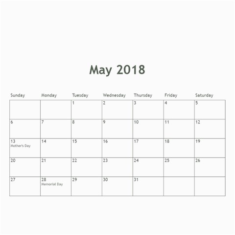 Calendar 2018 By Debbie Oct 2018