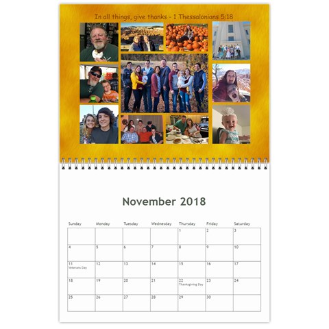 Calendar 2018 By Debbie Nov 2018