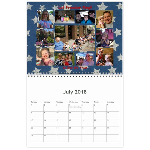 Calendar 2018 By Debbie Jul 2018