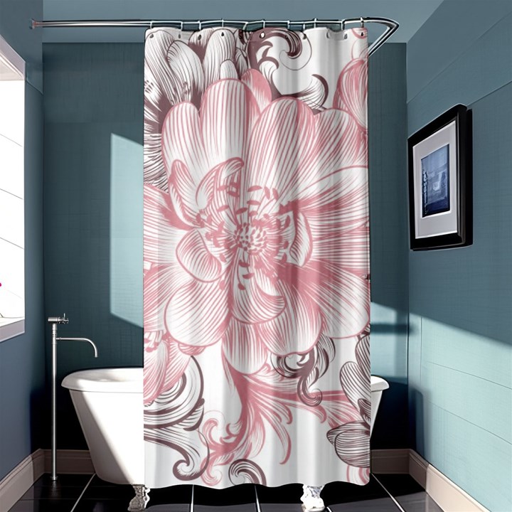 Flower Print Shower Curtain 36  x 72  (Stall)