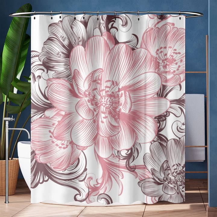 Flower Print Shower Curtain 60  x 72  (Medium)