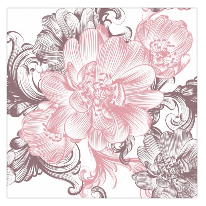 Flower Print Large Satin Scarf (Square)