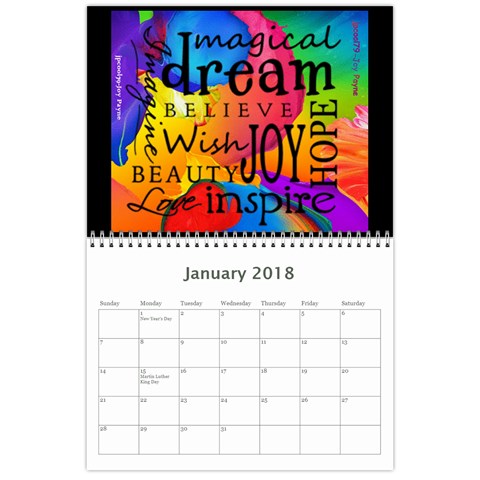 2018 Calender Jan 2018