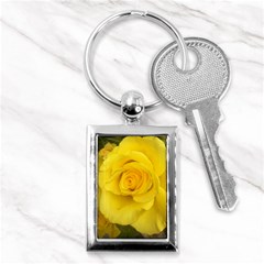 Yellow Rose Key Chain (rectangle) by glendatartist