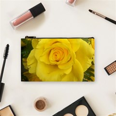 Yellow Rose Cosmetic Bag (small) by glendatartist