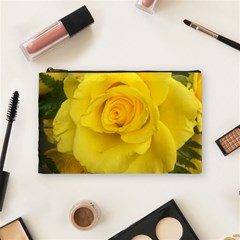 Yellow Rose Cosmetic Bag (medium) by glendatartist