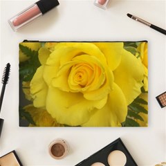 Yellow Rose Cosmetic Bag (large) by glendatartist