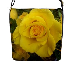 Yellow Rose Flap Closure Messenger Bag (l) by glendatartist