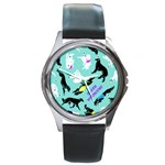 Turquoise Silken Windhound Watch - Round Metal Watch