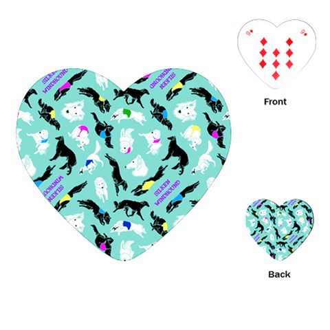 Turquoise Silken Windhound Heart Playing Cards By Csbeck83 Gmail Com Front