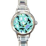 Turquoise Silken Windhound Watch - Round Italian Charm Watch