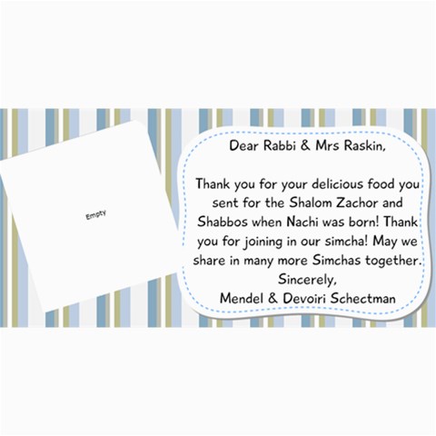 Nachi Thank You Card By Devorah Schectman 8 x4  Photo Card - 31