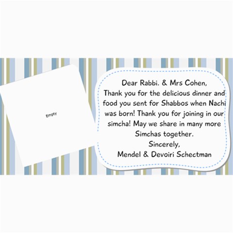 Nachi Thank You Card By Devorah Schectman 8 x4  Photo Card - 34