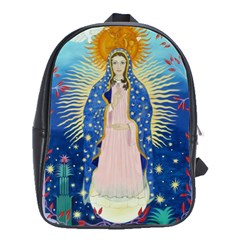 leather back pack with Our Lady of Guadalupe - School Bag (Large)