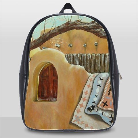 Leather Back Pack With Guadalupe District Wall By David Von Braun Front