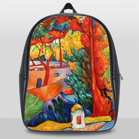 Leather Back Pack With Adobe Sanctuary By David Von Braun Front