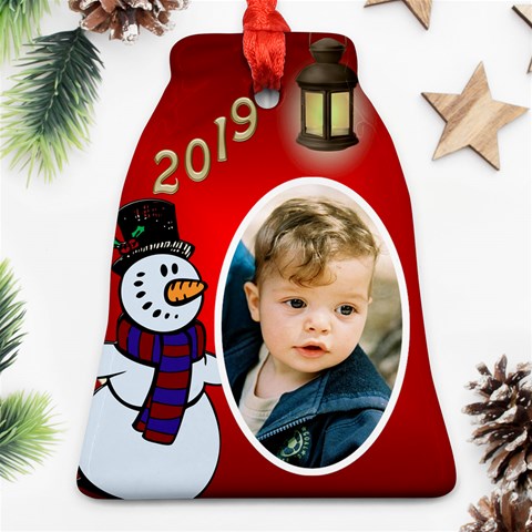 George Snowman 2019 Bell Ornament (2 Sided) By Deborah Back