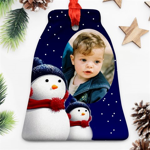 George Snowmen Bell Ornament By Deborah Front