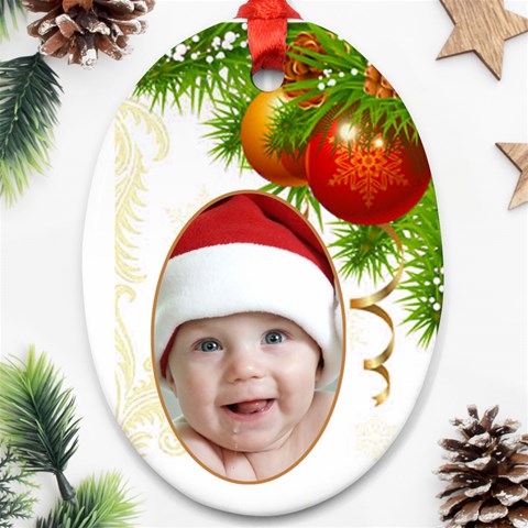Jane Christmas Oval (2 Sided) Ornament By Deborah Front