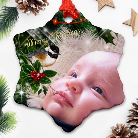George Merry Christmas Snowflake Ornament By Deborah Front