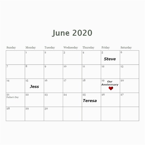 2020 Calendar Angie By Marlene Dec 2020