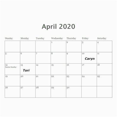 2020 Calendar Angie By Marlene Aug 2020