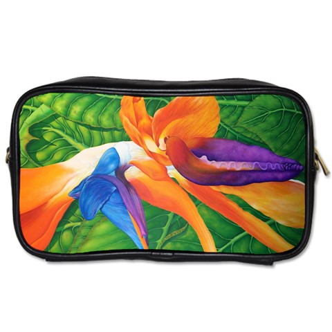 Blk Leather Toiletries Bag Front