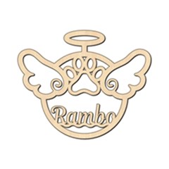 Personalized Paw Print Angel with Wings - Wood Ornament