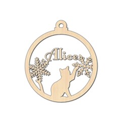 Personalized Snowflake Cat Stand Up - Wood Ornament