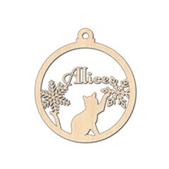 Personalized Snowflake Cat Stand Up - Wood Ornament