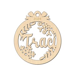 Personalized Ribbon Snowflake Xmas Bubble Oval - Wood Ornament