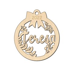 Personalized Big Ribbon with Leaf Oval - Wood Ornament