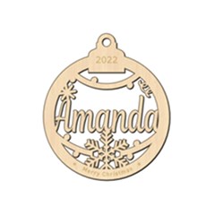 Personalized Big Name Snowflakes Xmas Bubble - Wood Ornament