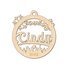 Personalized Snowflake Round Xmas Bubble - Wood Ornament