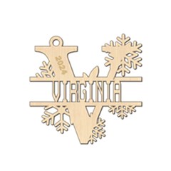 Personalized Letter V - Wood Ornament