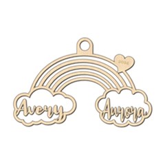 Personalized Rainbow Twins - Wood Ornament