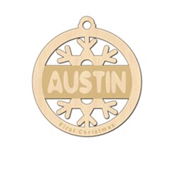 Personalized Big Snowflake Xmas Bubble - Wood Ornament