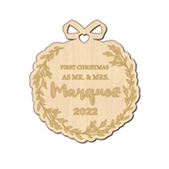 Personalized First Christmas Round - Wood Ornament