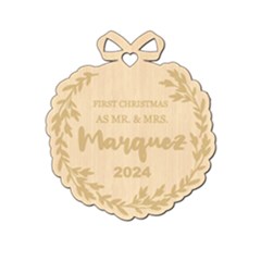 Personalized First Christmas Round - Wood Ornament