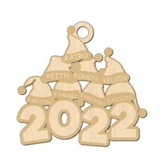 Personalized 8 Names Santa Hats Christmas Family - Wood Ornament